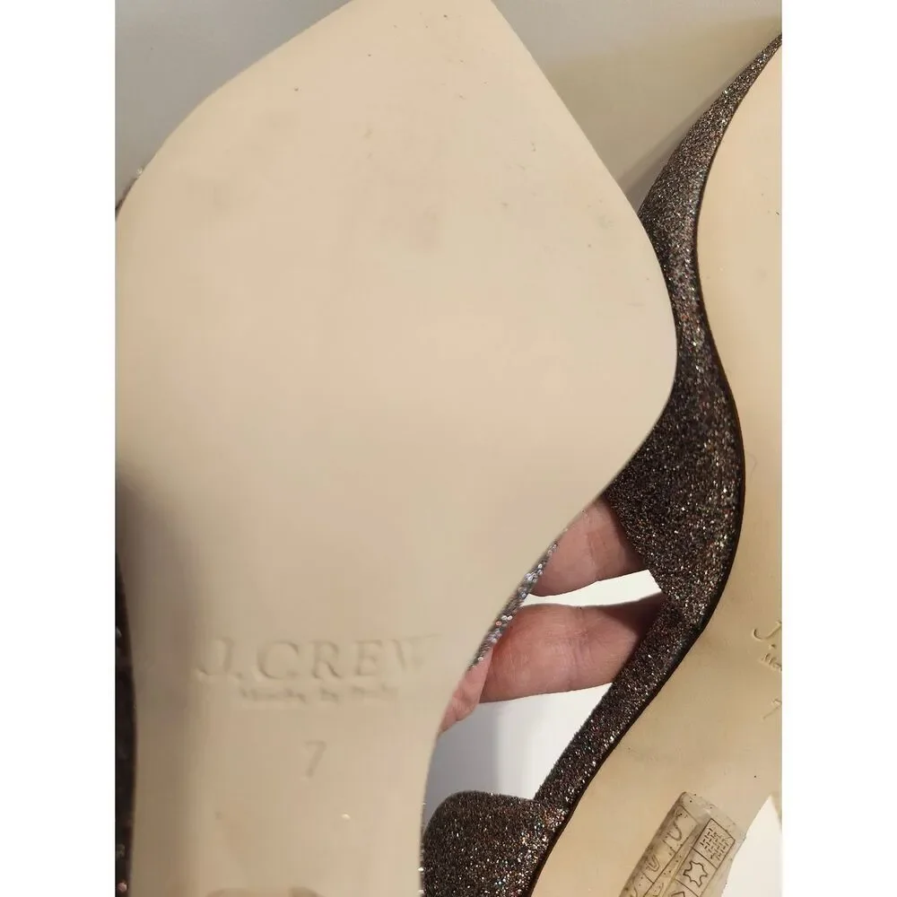J.Crew Iridescent Glitter D'Orsay Pointed Toe Pumps Sz. 7 $228 Made in Italy